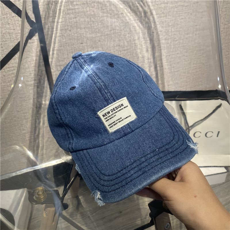 Mũ Kết Mũ Lưỡi Trai Unisex Denim Xước Cá Tính