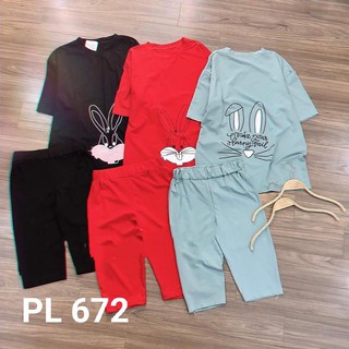 Đồ Bộ Lửng Thể Thao Cao Cấp Thun Cotton 100% Thỏ Xinh