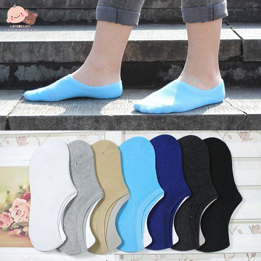 [HOT]1 Pair Fashion Cotton Socks Men's Solid Color Invisible Korean Socks