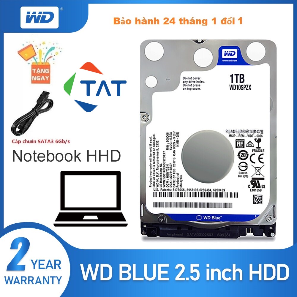 HDD Laptop 1TB 2.5 inch WD Blue SATA3 128MB Chính Hãng - Bảo hành 24 tháng