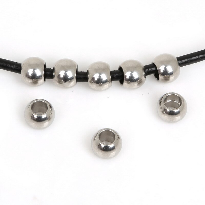 Hạt tròn bằng thép không gỉ dùng làm trang sức/ vòng tay thủ công 1/1.5/2.5/3/4.5/6.5mm