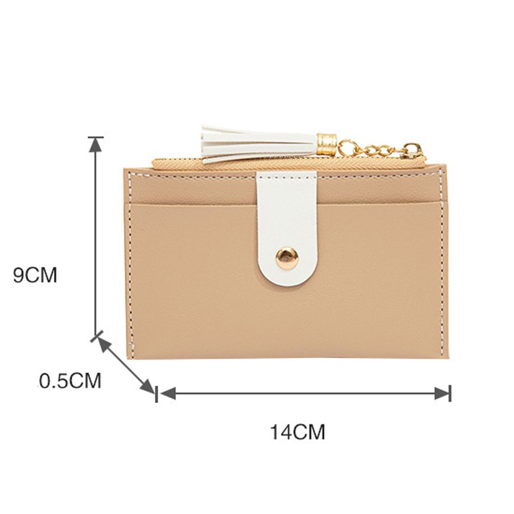 LANFY Ví đựng thẻ xe buýt/tiền/thẻ ngân ahfng bằng da PU phối tua rua cỡ nhỏ dáng mỏng cho nữ gồm nhiều màu