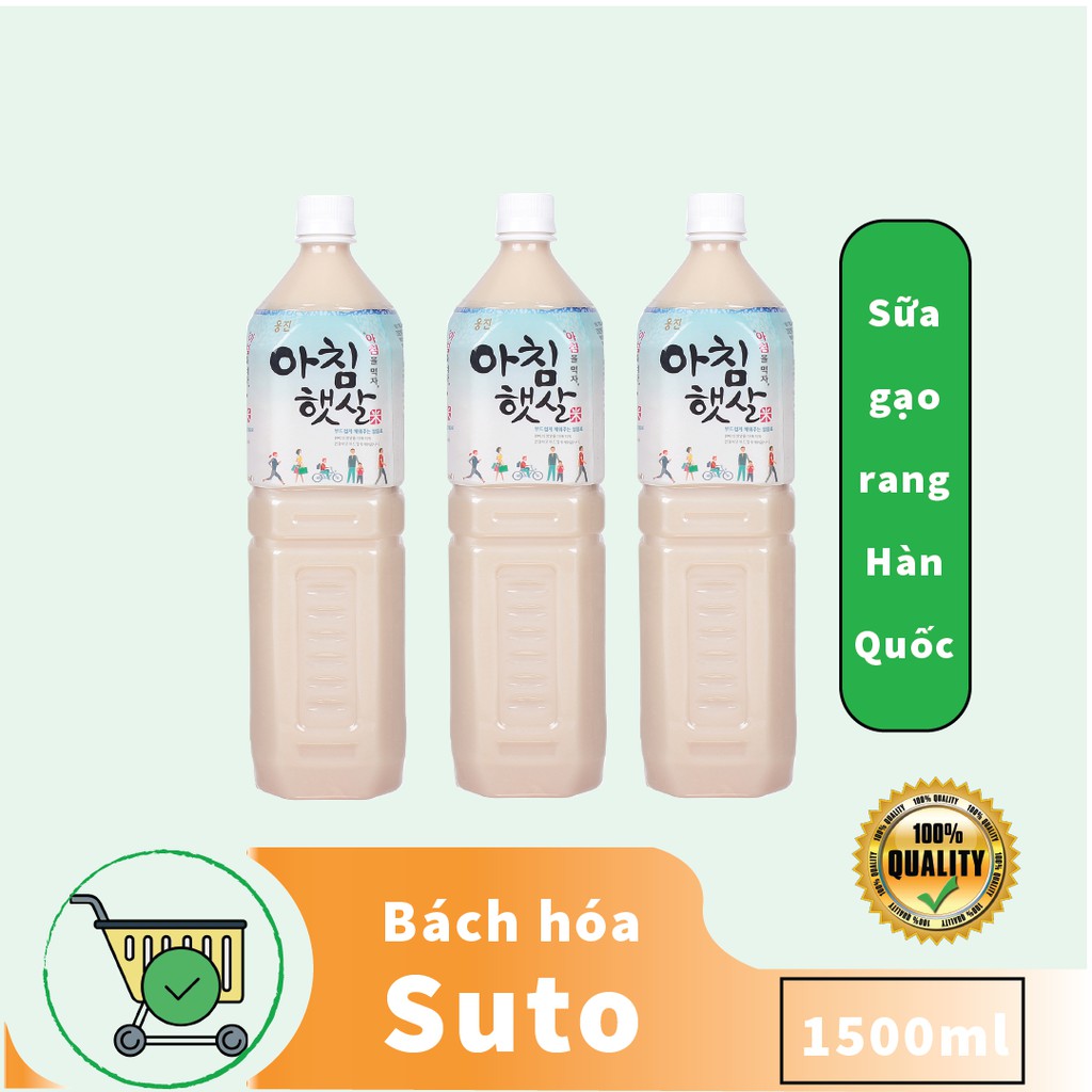 Combo 3 chai sữa gạo rang Woogjin Hàn Quốc 1500ml giúp giảm cân, dưỡng da, cung cấp dinh dưỡng SutoShop