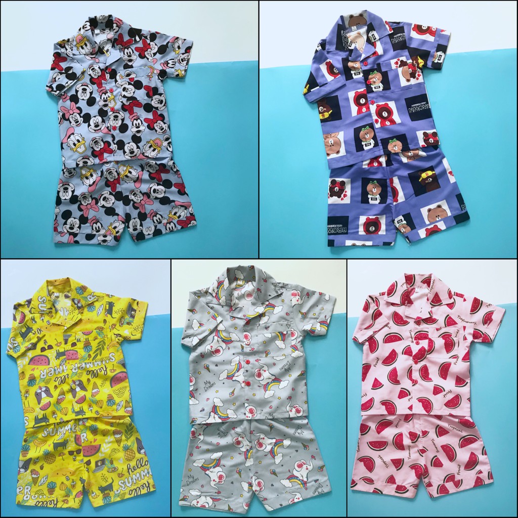 Pijama đùi cho bé vải kate thái size 10-40kg nhiều mẫu ngộ nghĩnh