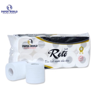 Giấy vệ sinh cao cấp cuộn nhỏ ROTO SOFT | Thế Giới Giấy | 100% bột giấy nguyên sinh |10 cuộn | 2 lớp mềm mại | RTS10
