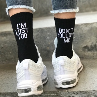 Tất đen in chữ Don’t follow me
