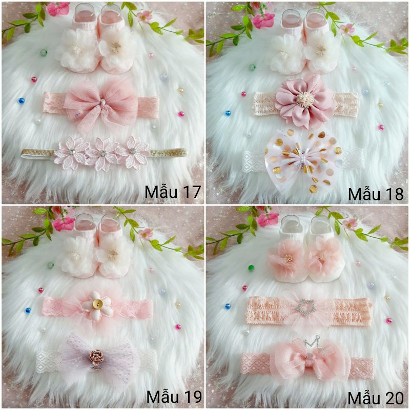 Set tất hài và 2 băng đô cho bé