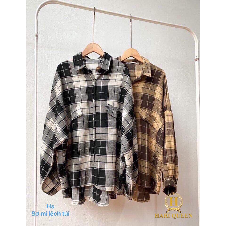 [FREESHIP ĐƠN TỪ 50K] Áo sơ mi kẻ nữ túi lệch HSU0420