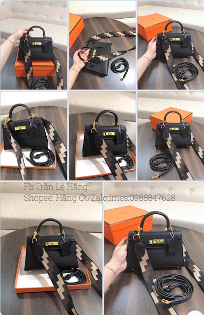 Túi Chữ H Hàng da Xước khoá vàng 2 Quai size 18cm Tặng kèm khăn quấn | BigBuy360 - bigbuy360.vn