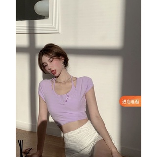 Áo kiểu croptop giả yếm