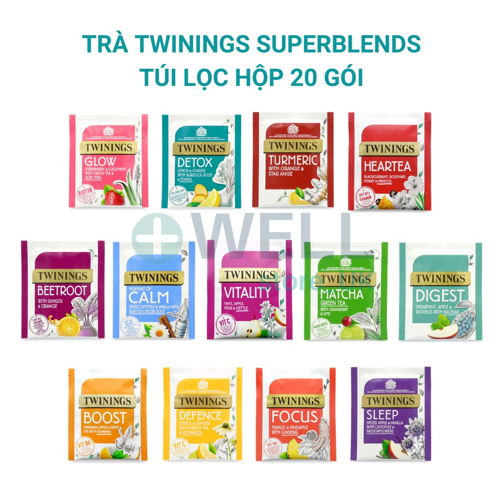 [ Hàng nội địa Anh] Trà túi lọc TWININGS các vị , hộp 20 gói