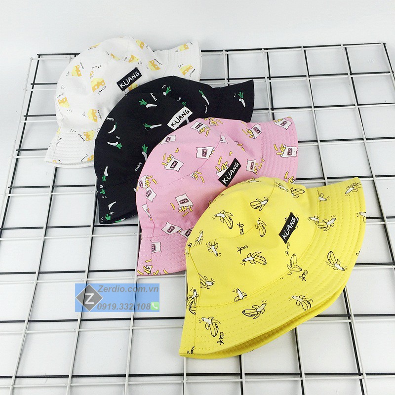 Nón bucket nam nữ Kuang 2 mặt đẹp chất liệu cotton thoáng mát, phong cách cá tính thời thượng