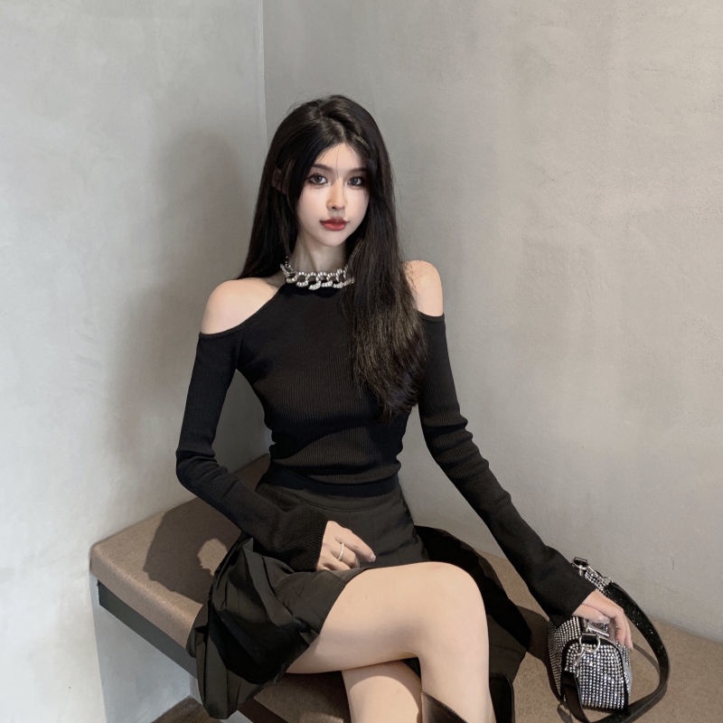 Áo thun COZOK tay dài trễ vai dáng ôm thời trang