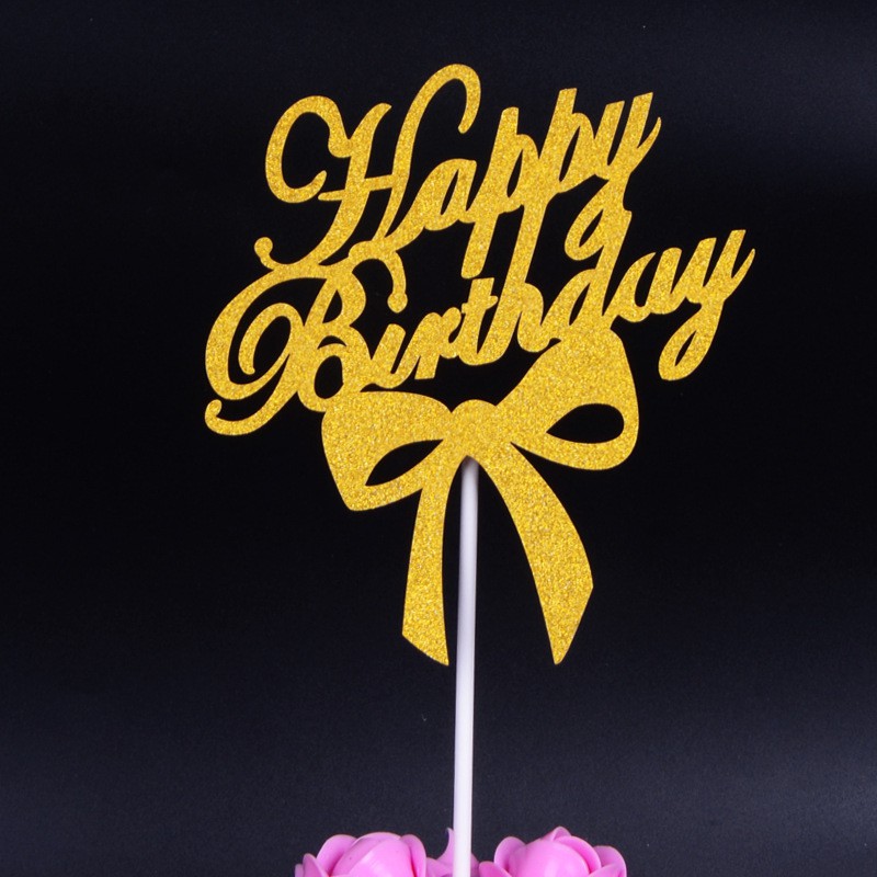 Combo 10 que cắm/topper nhũ trang trí bánh sinh nhật