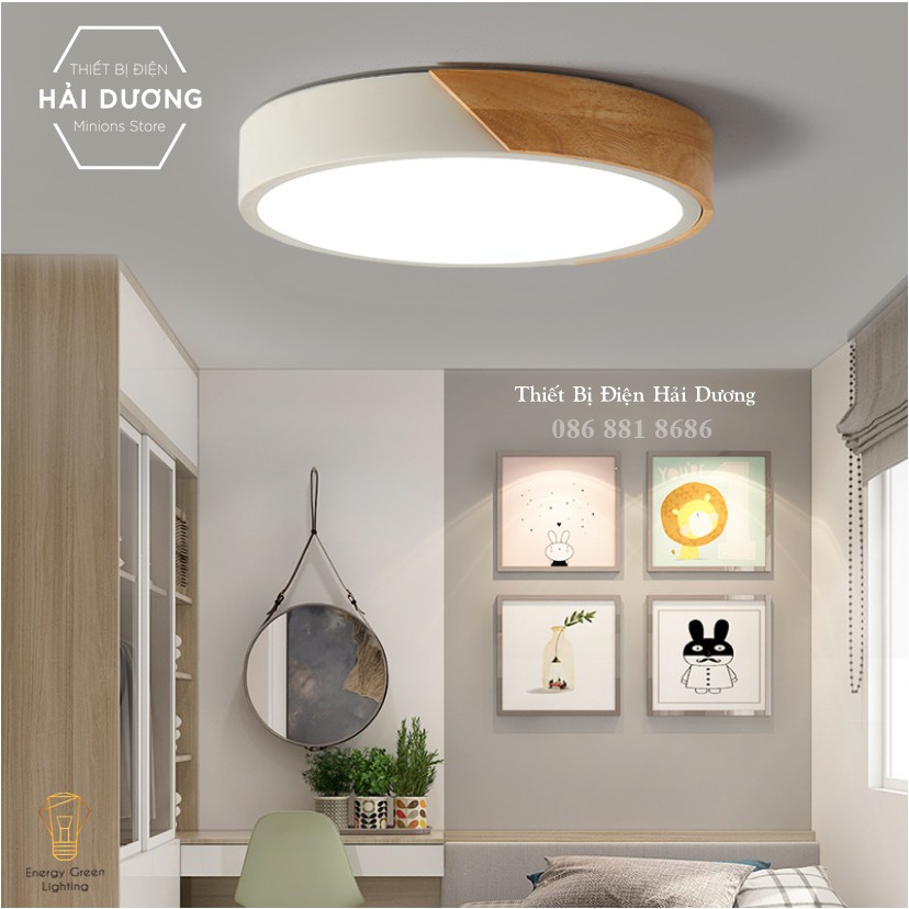 Đèn LED Ốp Trần Viền Gỗ OT-80112 - 4 Màu - 30cm Phong Cách Hiện Đại - 3 Chế Độ Ánh Sáng - Energy Green Lighting