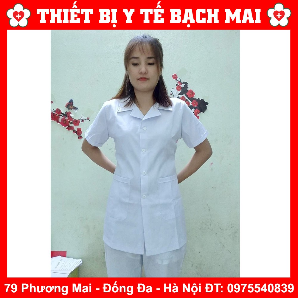 Áo Blu Nam Nữ Cộc Tay Dáng Ngắn Y tá Vải Loại Đẹp