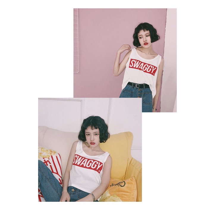 Áo thun IELGY không tay dáng rộng phong cách Hàn Quốc cho nữ