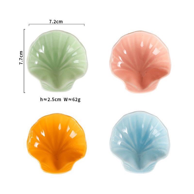 Đĩa sứ hình vỏ sò cho bé ăn dặm kiểu nhật , bát chấm gia vị 30ml SAMI KIDS