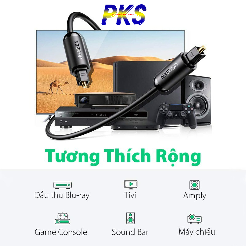 Dây audio quang Optical dài 1.5M chính hãng cao cấp Ugreen 70891