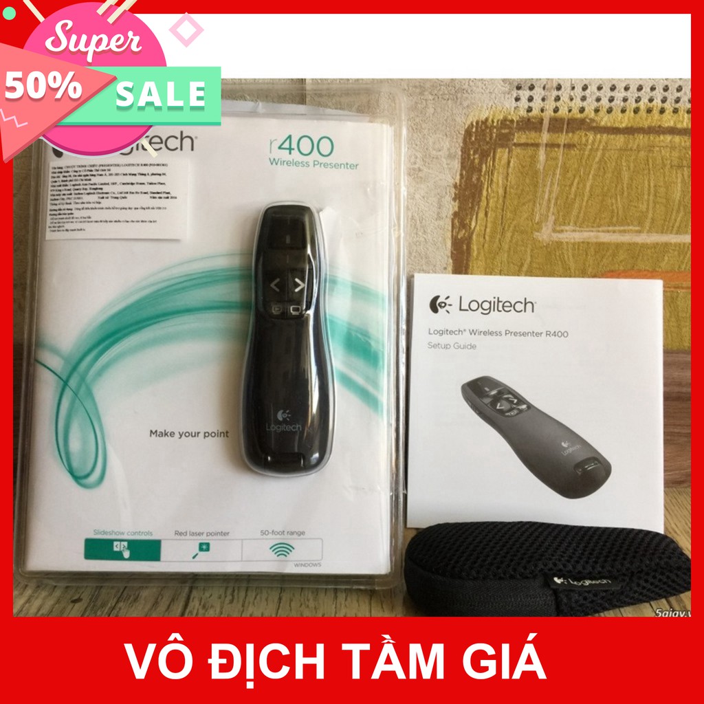 Bút trình chiếu Logitech R400 - Hàng nhập khẩu - Bảo hành 12 tháng - Cam kết lỗi 1 đổi 1