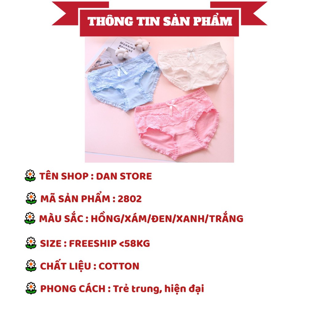 Quần Lót Nữ Sexy - Quần Lót Nữ viền ren đính nơ dễ thương - cao cấp thoáng khí DAN STORE Mã 2802