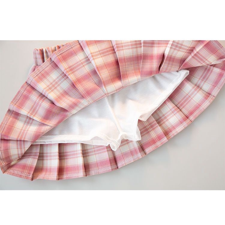 Chân Váy Đồng Phục Xếp Ly Sọc Ca Rô Thời Trang Mùa Thu Xinh Xắn Cho Bé Gái