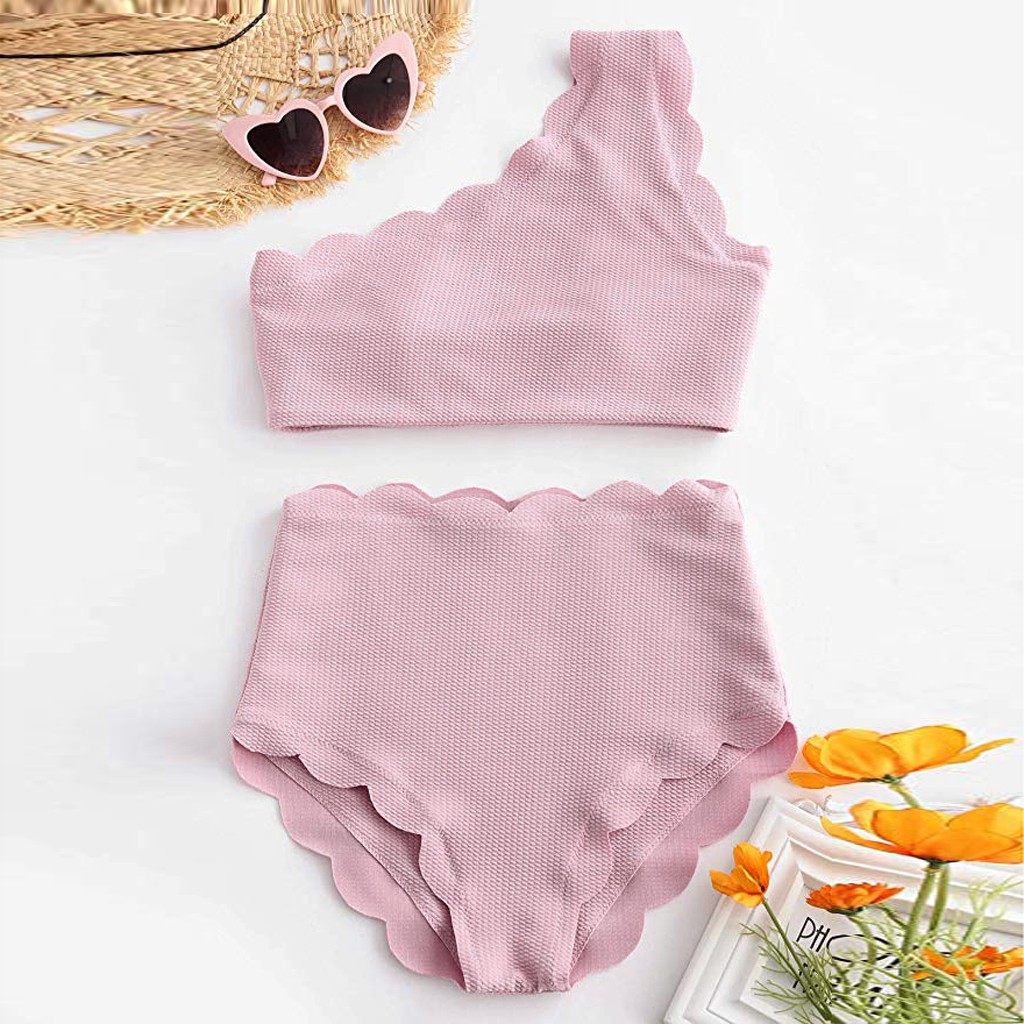 Bikini Nữ Cạp Cao Trễ Vai Phong Cách Vintage