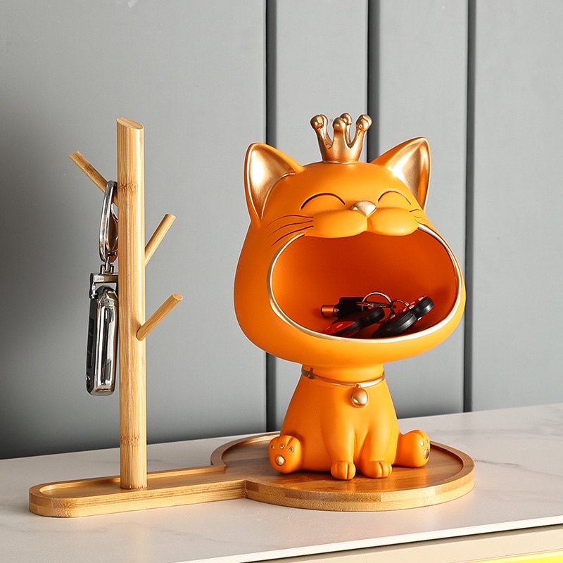 Loại 1  Tượng chó há miệng, mèo thần tài há miệng decor, để đồ, đựng bánh kẹo, chìa khóa siêu đáng yêu.