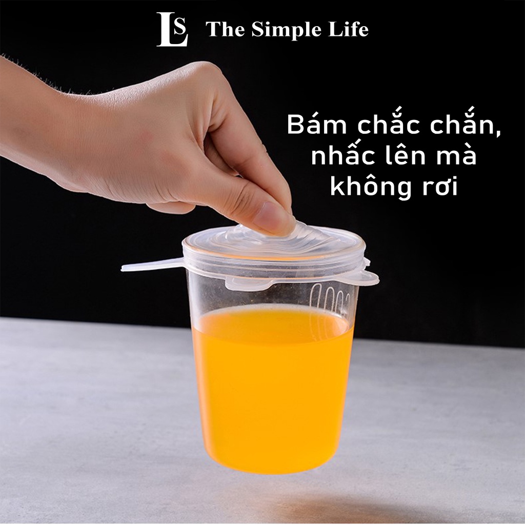 Nắp silicon đậy thực phẩm, combo 6 nắp, màng silicon bọc thực phẩm, chống rò rỉ thức ăn, siêu dẻo dai [CHÍNH HÃNG]