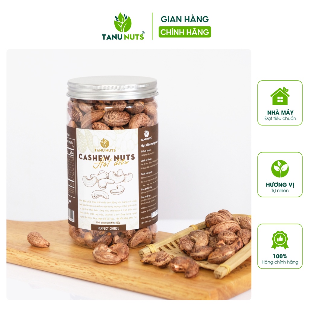 [Mã BMBAU50 giảm 7% đơn 99K] Hạt điều Bình Phước rang muối nguyên hạt TANU NUTS thơm ngon giàu dinh dưỡng 500g