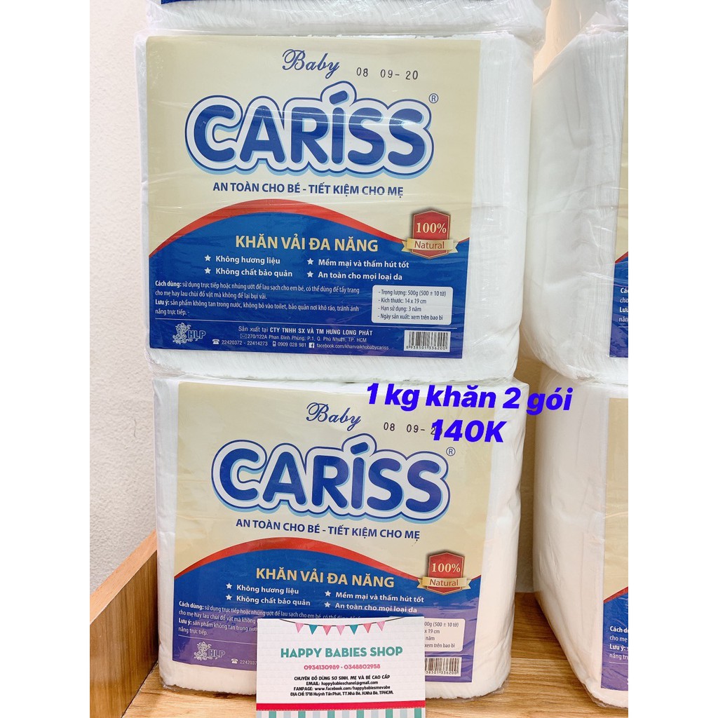 Bộ Sản Phẩm 1kg /2gói Khăn Vải Khô Baby Caríss - 1000 tờ