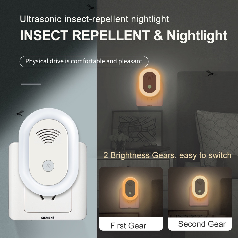 Mới chống muỗi diệt côn trùng máy xua đuổi côn trùng siêu âm máy đuổi chuột siêu âm thiết bị đèn ngủ điện tử