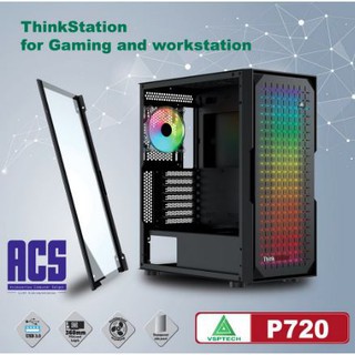 Thùng Case Máy Tính VSP P720 Led RGB Chuẩn Full ATX - Mặt Trước LED RGB và Nắp hông phải làm bằng kính cường lực