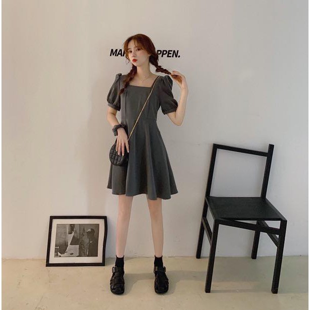 Hanvi Dress - Đầm basic cổ vuông 3 màu