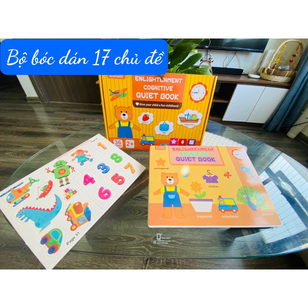 Bộ Học Liệu Bóc Dán 17 Chủ Đề,Bảng Bận Rộn Quiet Book, Busy Board, Bóc Dán Cho Bé 2-6 tuổi