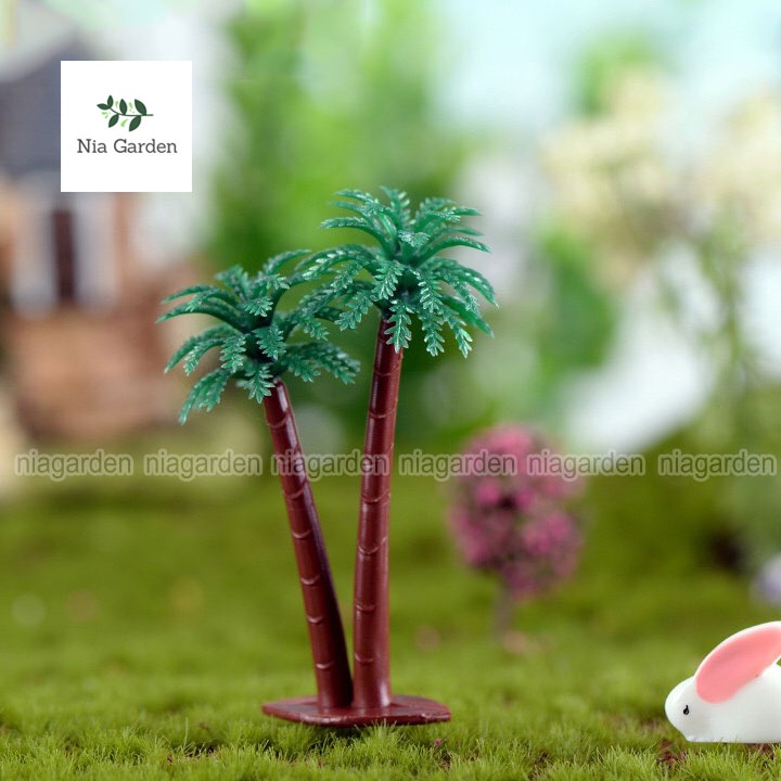 Tiểu cảnh cây dừa đôi làm mô hình trang trí chậu cây vườn terrarium bể cá mini Nia Garden N5