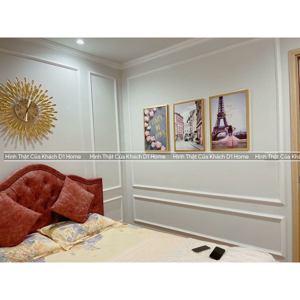 Đồng Hồ Treo Tường Trang Trí Decor - Mẫu Đồng Hồ Giọt Nước Vàng Tài Lộc - Trang Trí Nhà Cửa - BH 5 năm - D1Home - DT45