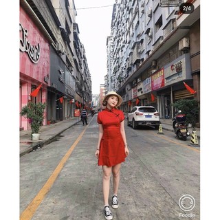 ĐẦM ĐỎ CỔ TÀU DÁNG ÔM [SIÊU RẺ] [BAO ĐẸP Y HÌNH]