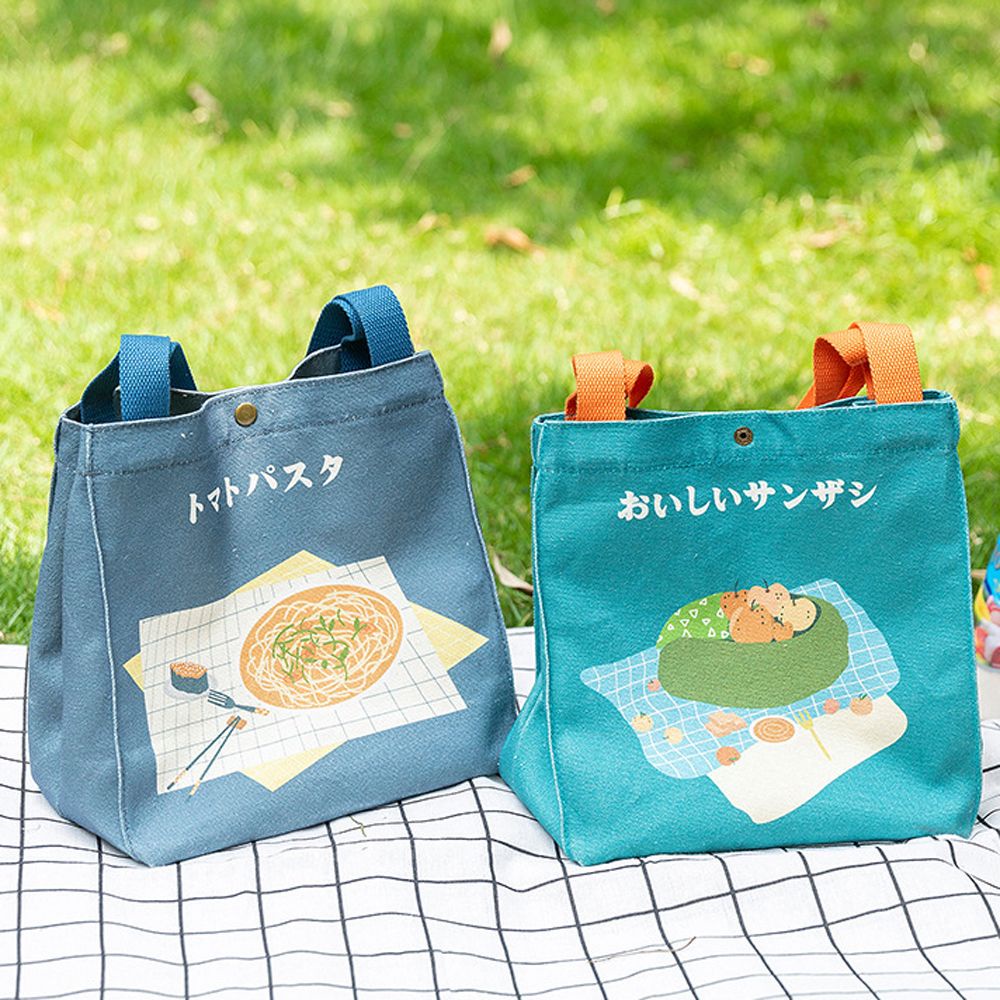 Túi Đựng Hộp Cơm Trưa Bằng Vải Canvas Có Dây Rút In Họa Tiết Hoạt Hình Phong Cách Nhật Bản Tiện Dụng Mang Theo Du Lịch / Dã Ngoại Cho Nữ