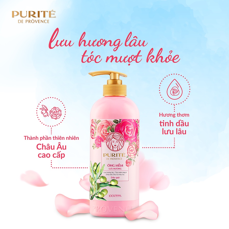 Combo Sữa Tắm Purité Thư Giãn Hoa Mẫu Đơn 850ml + Dầu Gội Purité Óng Mềm Lưu Hương 600ml