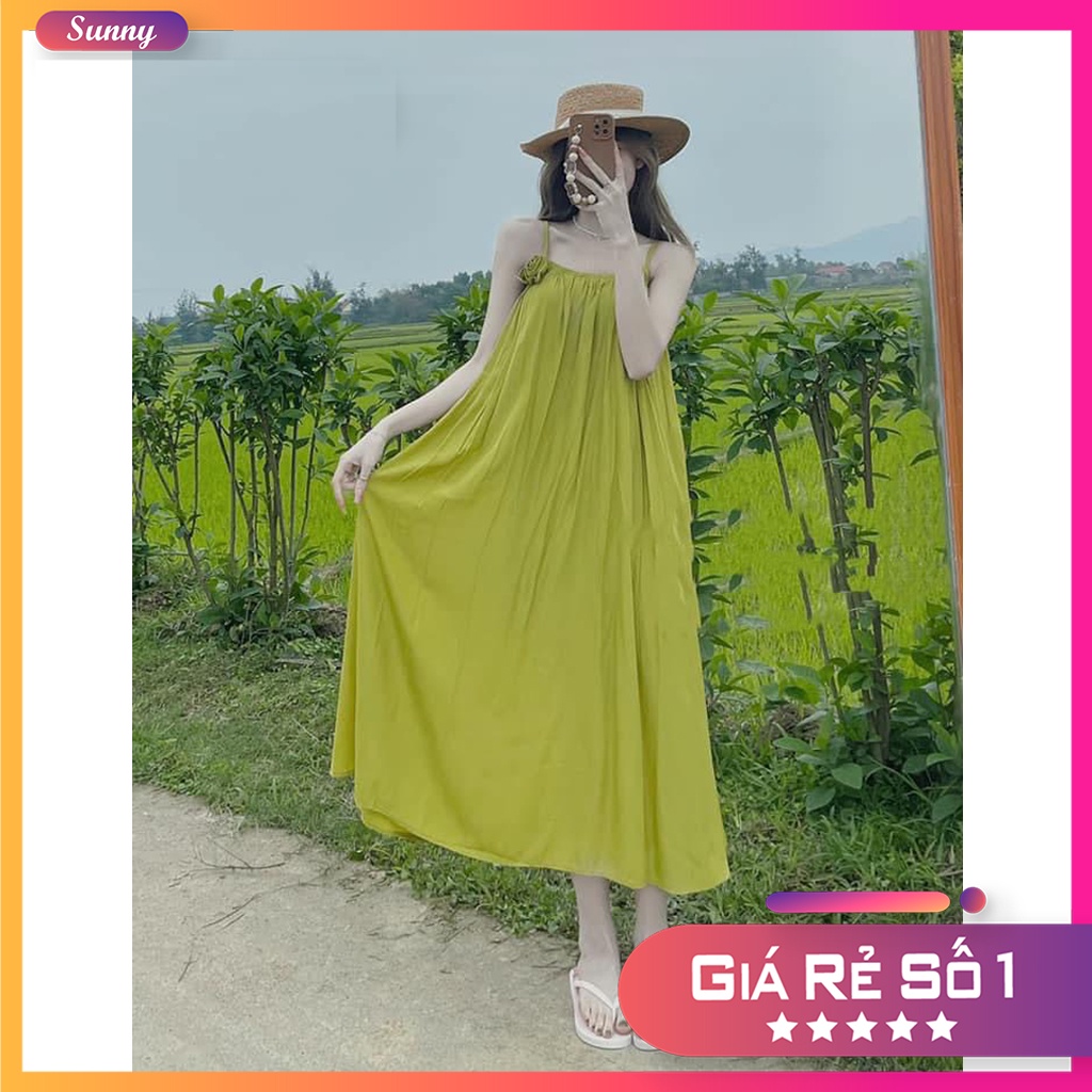 Đầm Maxi 2 Dây Xòe Đính Hoa - giá tận xưởng, giá sỉ, giá rẻ.