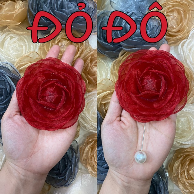 Hoa Cài Áo - Tag hoa voan cài áo không nhụy - Hoa vải Handmade