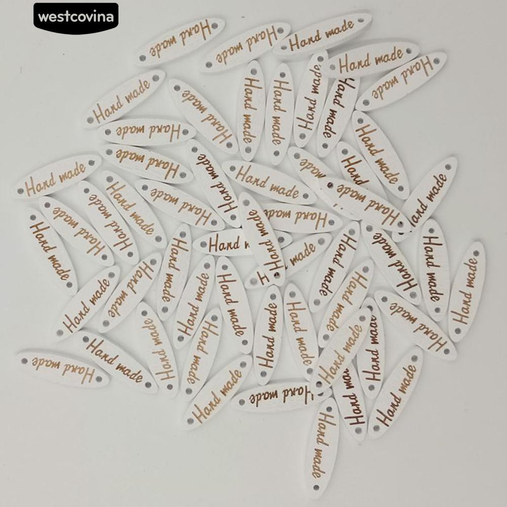 Set 100 Cúc Gỗ Họa Tiết Chữ &amp;Quot; Handmade &amp;Quot; Dành Cho Làm Thủ Công