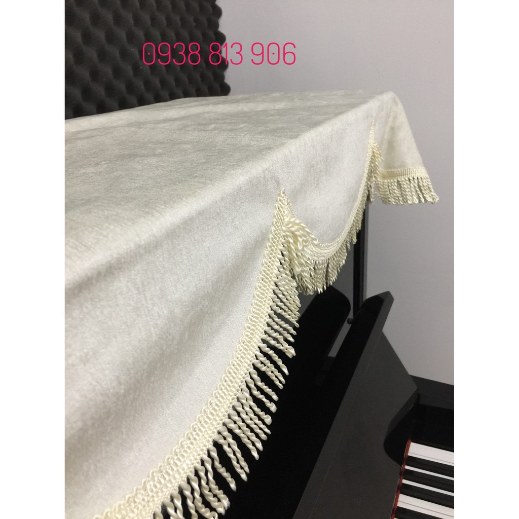 Khăn phủ đàn piano trắng trơn vải nhập