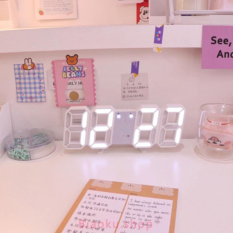 Đồng hồ Led 3D có báo thức, nhiệt độ tặng kèm dây sạc, móc treo để trang trí bàn học, bàn làm việc, nhà cửa quà tặng