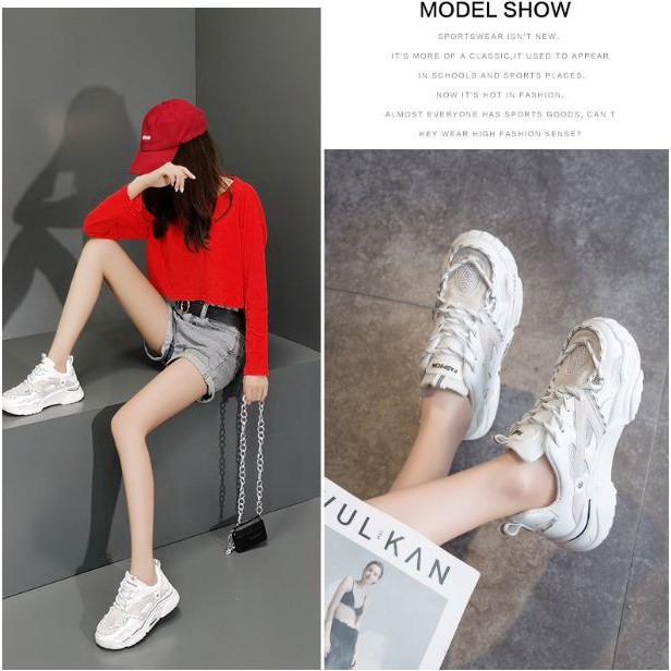 Giày sneaker nữ phối lưới cực êm và thoáng khí GN10 - trắng