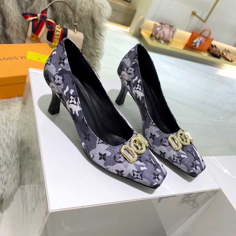 Giày cao gót mũi vuống LV Louis Vuitton phối màu loang tinh tế thiết kế mới nhất 2021