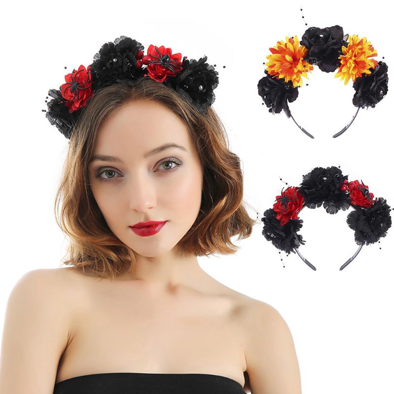 Cài Tóc Đính Hoa Hồng Giả Hóa Trang Halloween