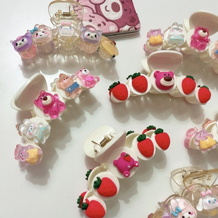 KẸP NHỰA HÌNH THÚ ĐÁNG YÊU, KẸP GẤU DÂU, THỎ TÍM, SANRIO