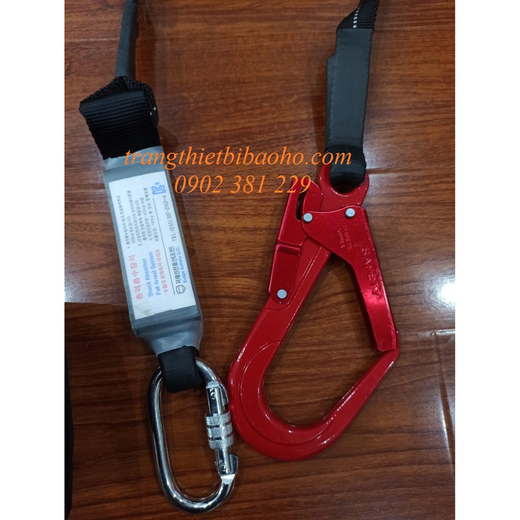 Dây an toàn bán thân Kukje Hàn Quốc 1 móc nhôm giảm sốc (đệm vai - đệm bụng)